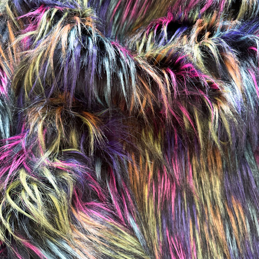 Neon Lights Faux Fur Fabric by the Yard or Meter | Rainbow Pompom, Arts & Crafts, Decor, Costume