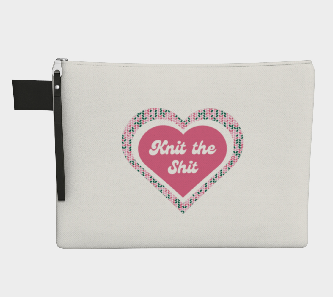 Knit the Shit, Black or White Knit Project Pouch Bag, Carry All Project Pouch, Canvas and Denim Zipper Pull Bag, Crocheter, Knitter, Yarn Collector Case, Organizer