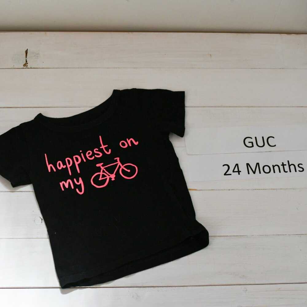 2t Cute Bike Unisex Black T-Shirt, Happiest Collection Fun Top for Kids Kids > Shirts & Tops > Tees - Short Sleeve 13 $ Buttons & Beans Co.