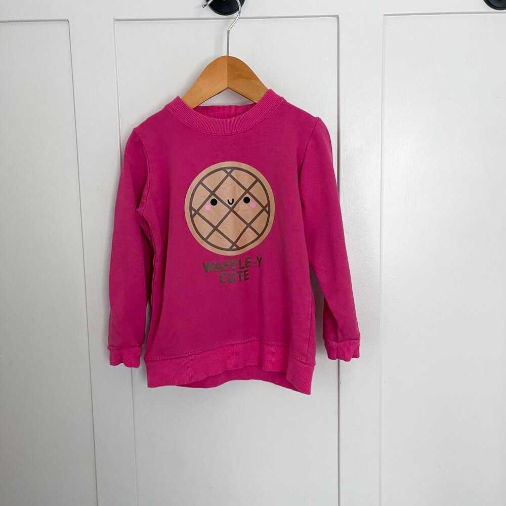 2t Cute Kawaii Unisex Pink Sweater, Waffle Sweatshirt, Waffely Cute, Fun for Kid Kids > Shirts & Tops > Sweatshirts & Hoodies 18 $ Buttons & Beans Co.