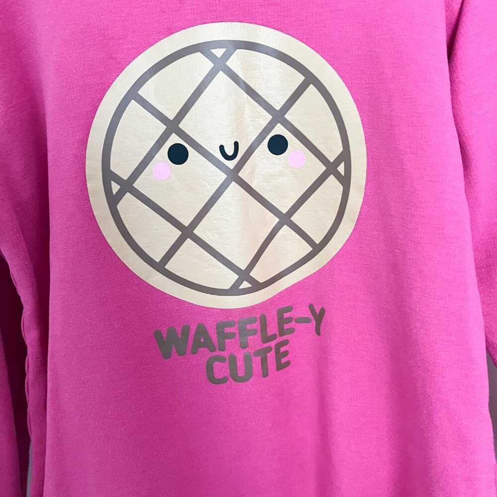 2t Cute Kawaii Unisex Pink Sweater, Waffle Sweatshirt, Waffely Cute, Fun for Kid Kids > Shirts & Tops > Sweatshirts & Hoodies 18 $ Buttons & Beans Co.