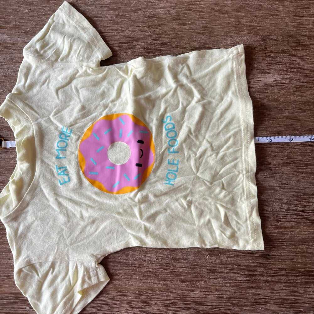 3-6m Cute Kawaii Unisex Yellow T-Shirt, Donut, Eat More Whole, Fun Top for Kids Kids > Shirts & Tops > Tees - Short Sleeve 13 $ Buttons & Beans Co.