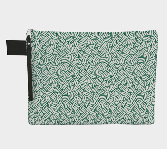 Green Knot all over Project Pouch Bag,Carry All Project Pouch, Canvas and Denim Zipper Pull Bag, Crocheter, Knitter, Yarn Collector Case, Organizer