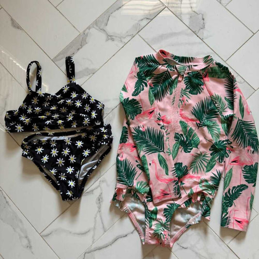 3t Old Navy Long Sleeve Flamingo swim suit, Flower bikini, bathing suit Kids > Swim > One Piece 15 $ Buttons & Beans Co.