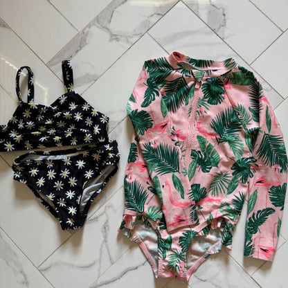 3t Old Navy Long Sleeve Flamingo swim suit, Flower bikini, bathing suit Kids > Swim > One Piece 15 $ Buttons & Beans Co.