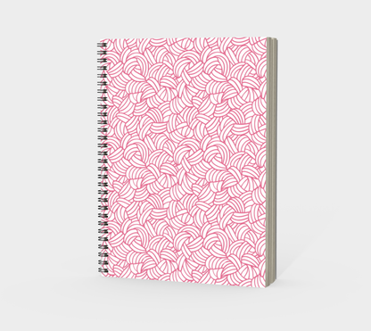 Knots All Over Pink, Spiral Bound Notebook, Blank, Ruled or Bullet Paper, for Crafters, Fibre enthusiasts, Crocheters and Knitters
