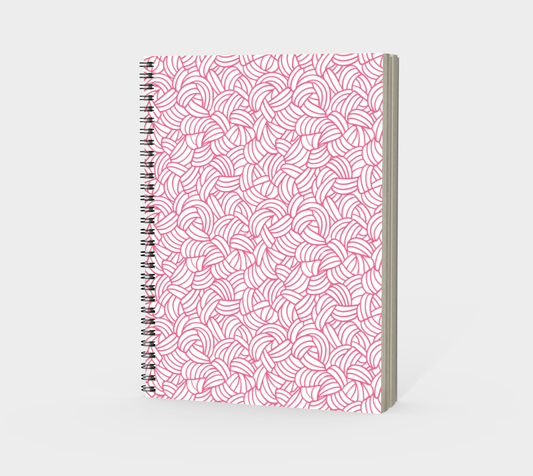 Knots All Over Pink, Spiral Bound Notebook, Blank, Ruled or Bullet Paper, for Crafters, Fibre enthusiasts, Crocheters and Knitters