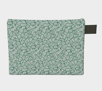 Green Knot all over Project Pouch Bag,Carry All Project Pouch, Canvas and Denim Zipper Pull Bag, Crocheter, Knitter, Yarn Collector Case, Organizer
