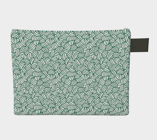 Green Knot all over Project Pouch Bag,Carry All Project Pouch, Canvas and Denim Zipper Pull Bag, Crocheter, Knitter, Yarn Collector Case, Organizer