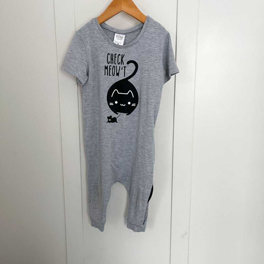 4t Cute Kawaii Unisex Grey Onesie, Romper, Cat, Kitten, Check Meow't, Zipper Kids > One Pieces > Bodysuits 22 $ Buttons & Beans Co.