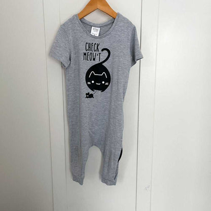 4t Cute Kawaii Unisex Grey Onesie, Romper, Cat, Kitten, Check Meow't, Zipper Kids > One Pieces > Bodysuits 22 $ Buttons & Beans Co.