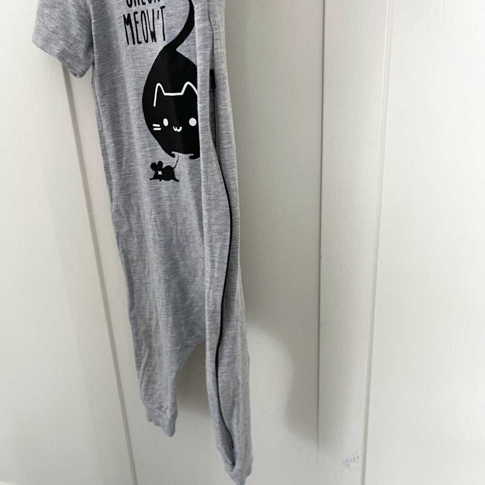 4t Cute Kawaii Unisex Grey Onesie, Romper, Cat, Kitten, Check Meow't, Zipper Kids > One Pieces > Bodysuits 22 $ Buttons & Beans Co.