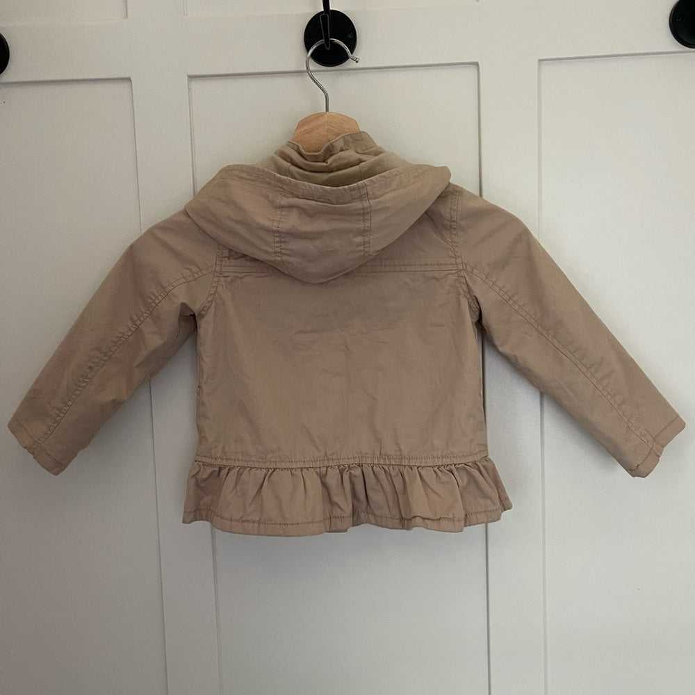 4t Utlilty Trench Jacket, Light Coat, Khaki, Ruffle Trim, Lined Girls Kids > Jackets & Coats 10 $ Buttons & Beans Co.