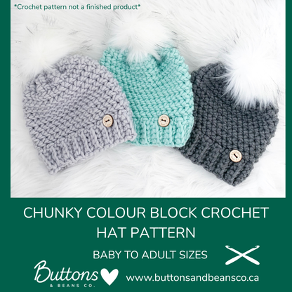 Pattern | Chunky Classic Crochet Hat | Baby to Adult Sizes