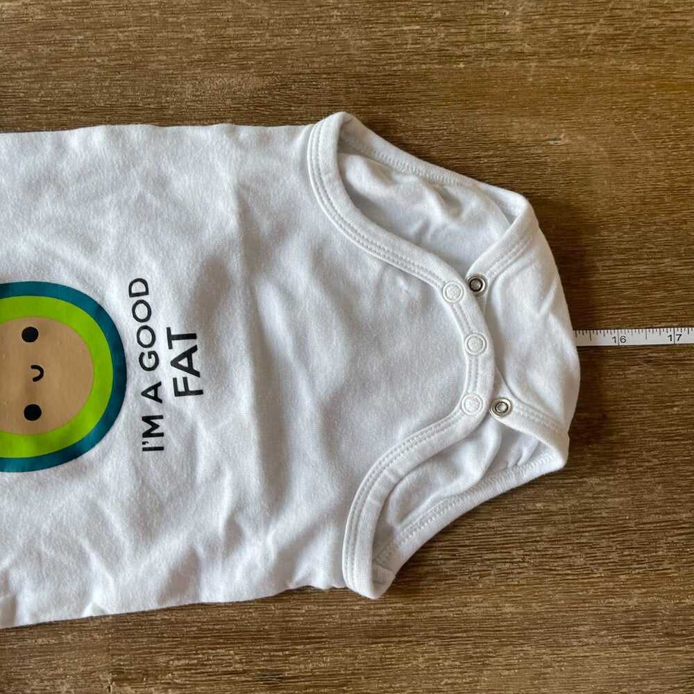 6-9m Cute Kawaii Unisex White Onesie, Avocado, Good Fat, Fun Top Kids, Funny Kids > One Pieces > Bodysuits 9 $ Buttons & Beans Co.