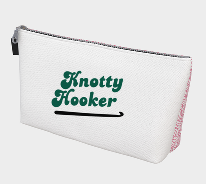 Knotty Hooker Green, Notions Bag, Crochet Hook, Knitting Needles Organizer, Accessories Case, Crocheting Knitting, Fibre Enthusiasts, Crafters, Crocheter and Knitter Humour Gift