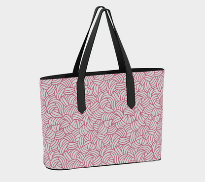 Cheeky Crocheter Vegan Leather Tote Pink Black