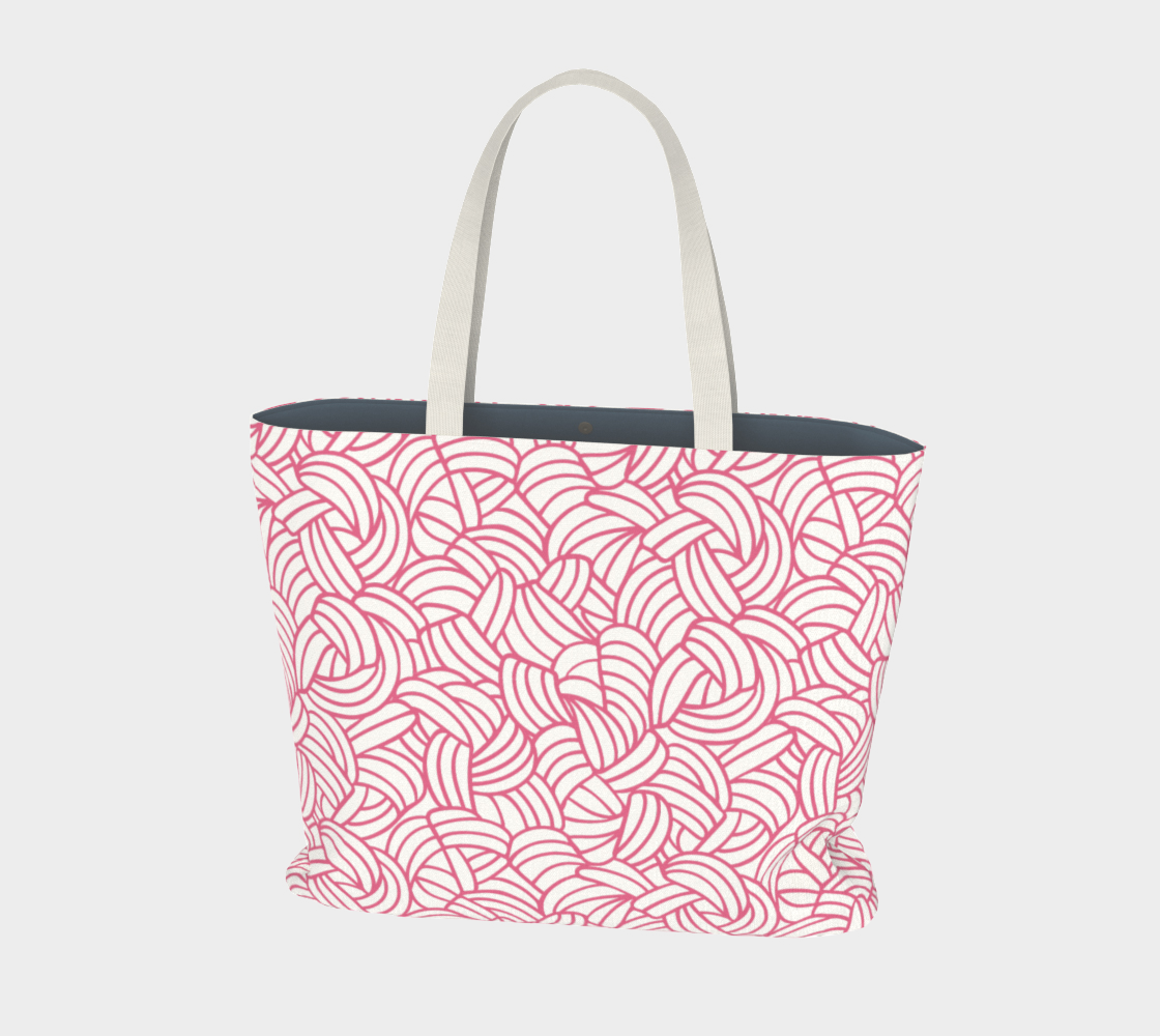 Knots All Over Pink, Market Tote Yarn Project Bag, Crochet Hook or Knitting Needles, Notions Bag, Crocheting Knitting Case, Fibre Organizer, Crafters, Crocheter and Knitter Humour Gift