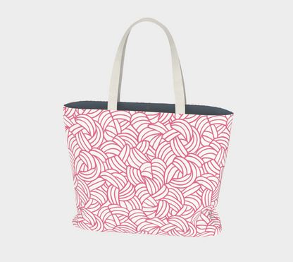 Knots All Over Pink, Market Tote Yarn Project Bag, Crochet Hook or Knitting Needles, Notions Bag, Crocheting Knitting Case, Fibre Organizer, Crafters, Crocheter and Knitter Humour Gift