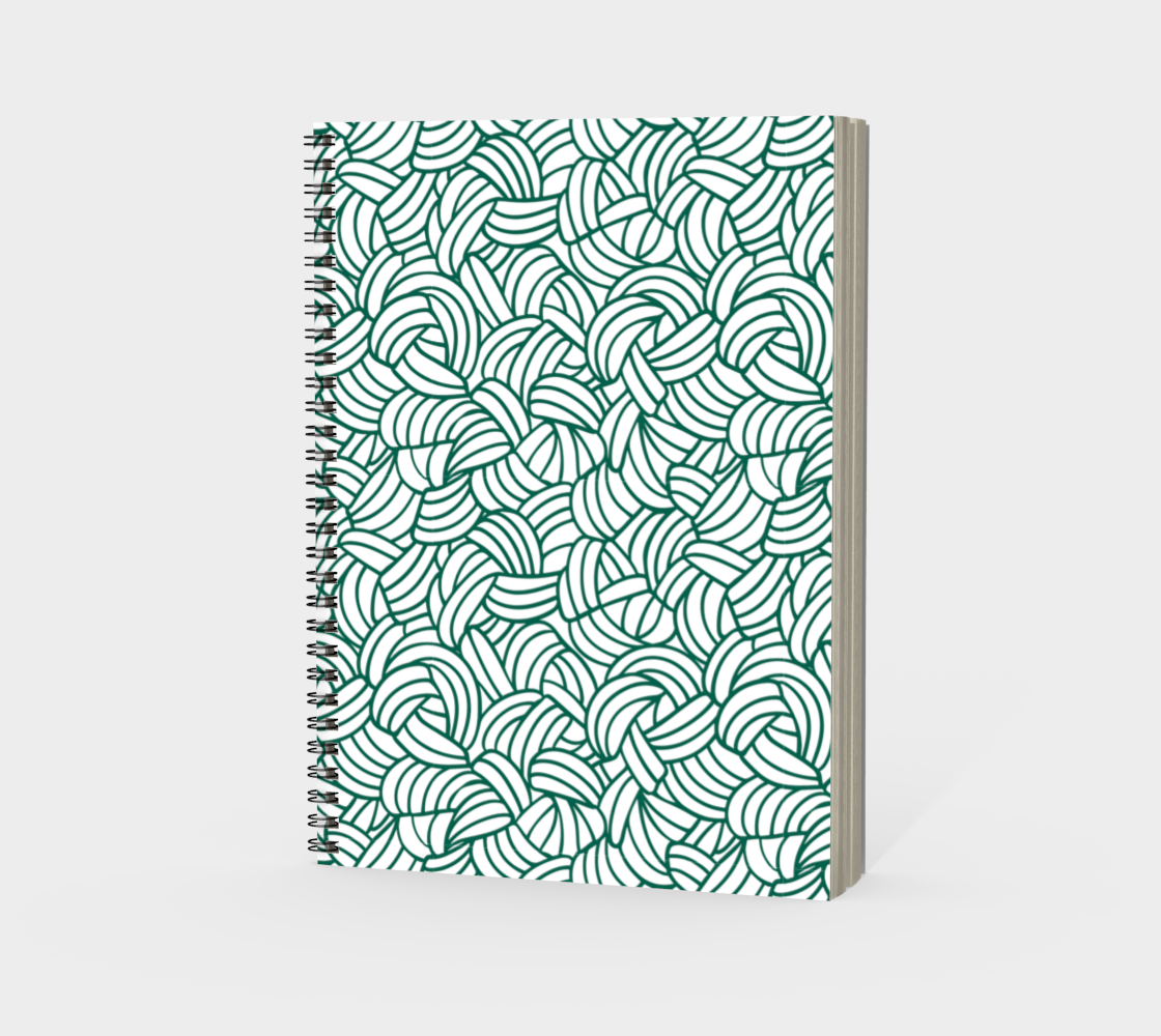 Knots All Over Green, Spiral Bound Notebook, Blank, Ruled or Bullet Paper, for Crafters, Fibre enthusiasts, Crocheters and Knitters