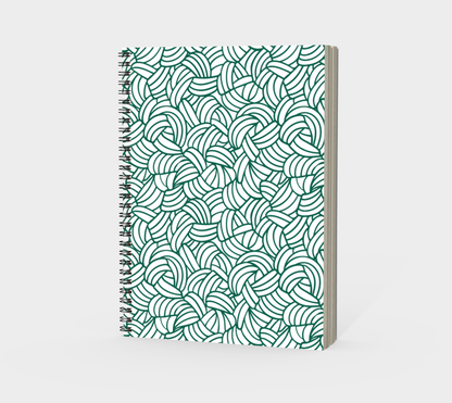 Knots All Over Green, Spiral Bound Notebook, Blank, Ruled or Bullet Paper, for Crafters, Fibre enthusiasts, Crocheters and Knitters