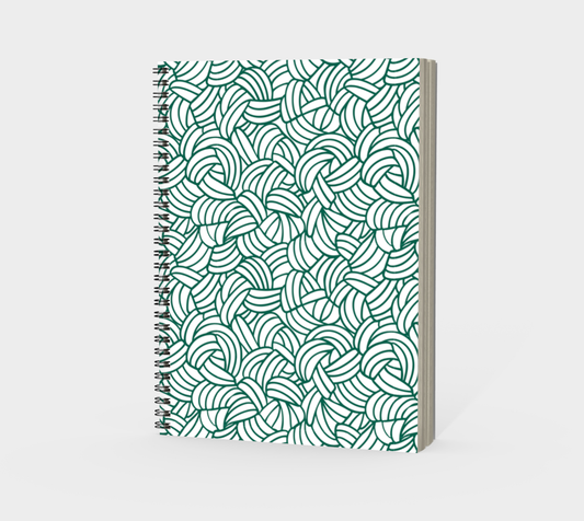 Knots All Over Green, Spiral Bound Notebook, Blank, Ruled or Bullet Paper, for Crafters, Fibre enthusiasts, Crocheters and Knitters