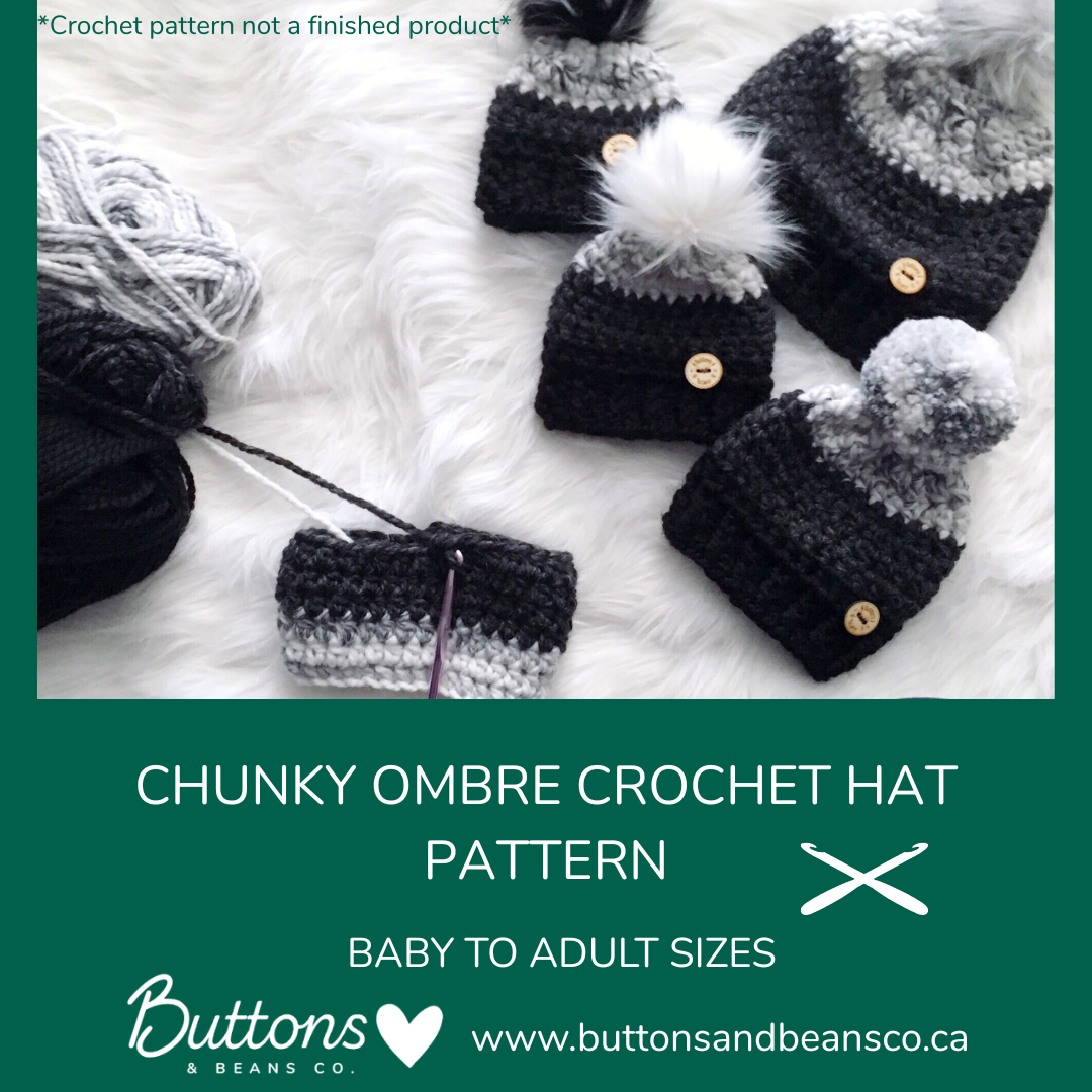Pattern | Chunky Ombre Crochet Hat | Baby to Adult Sizes