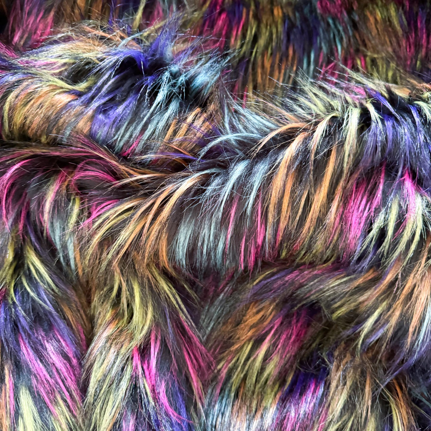 Neon Lights Faux Fur Fabric by the Yard or Meter | Rainbow Pompom, Arts & Crafts, Decor, Costume