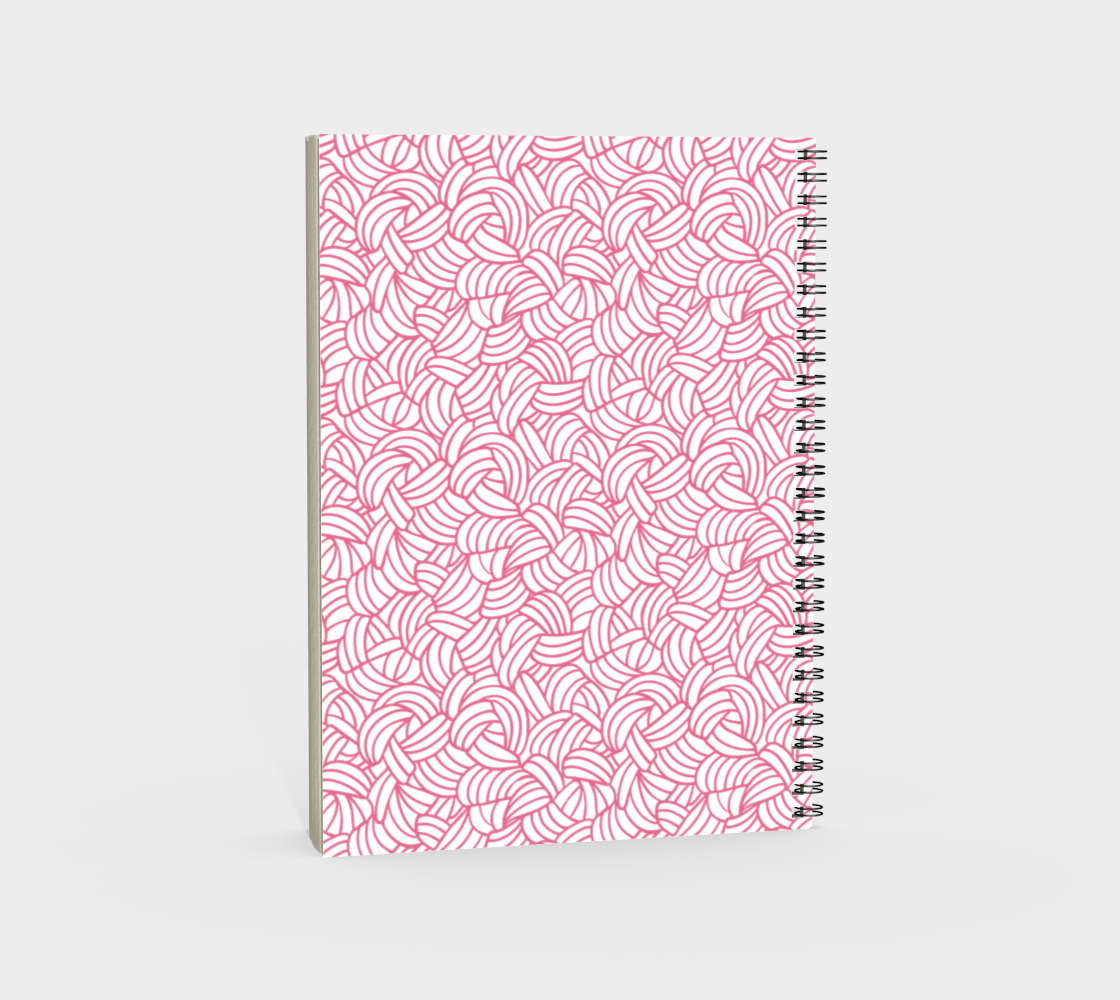 Knots All Over Pink, Spiral Bound Notebook, Blank, Ruled or Bullet Paper, for Crafters, Fibre enthusiasts, Crocheters and Knitters