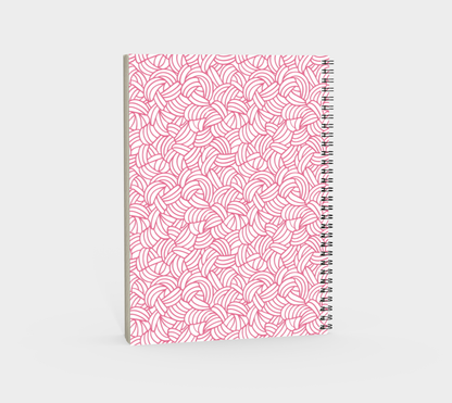 Knots All Over Pink, Spiral Bound Notebook, Blank, Ruled or Bullet Paper, for Crafters, Fibre enthusiasts, Crocheters and Knitters