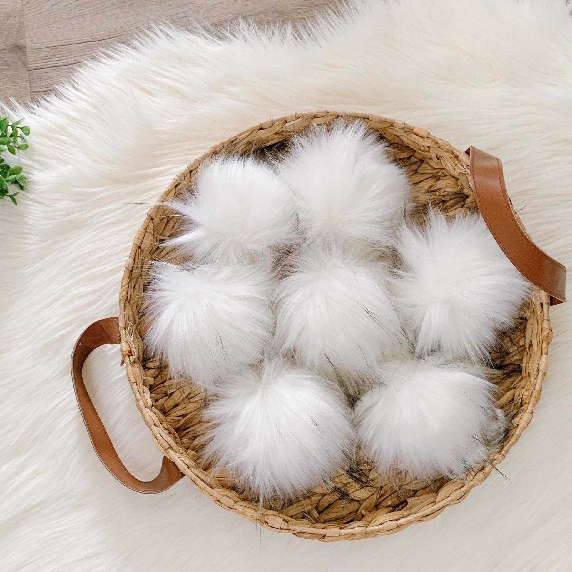 Arctic White Luxury Faux Fur Pompom | Tie, Button or Snap Pom pom Pom Poms 5 $ Buttons & Beans Co.