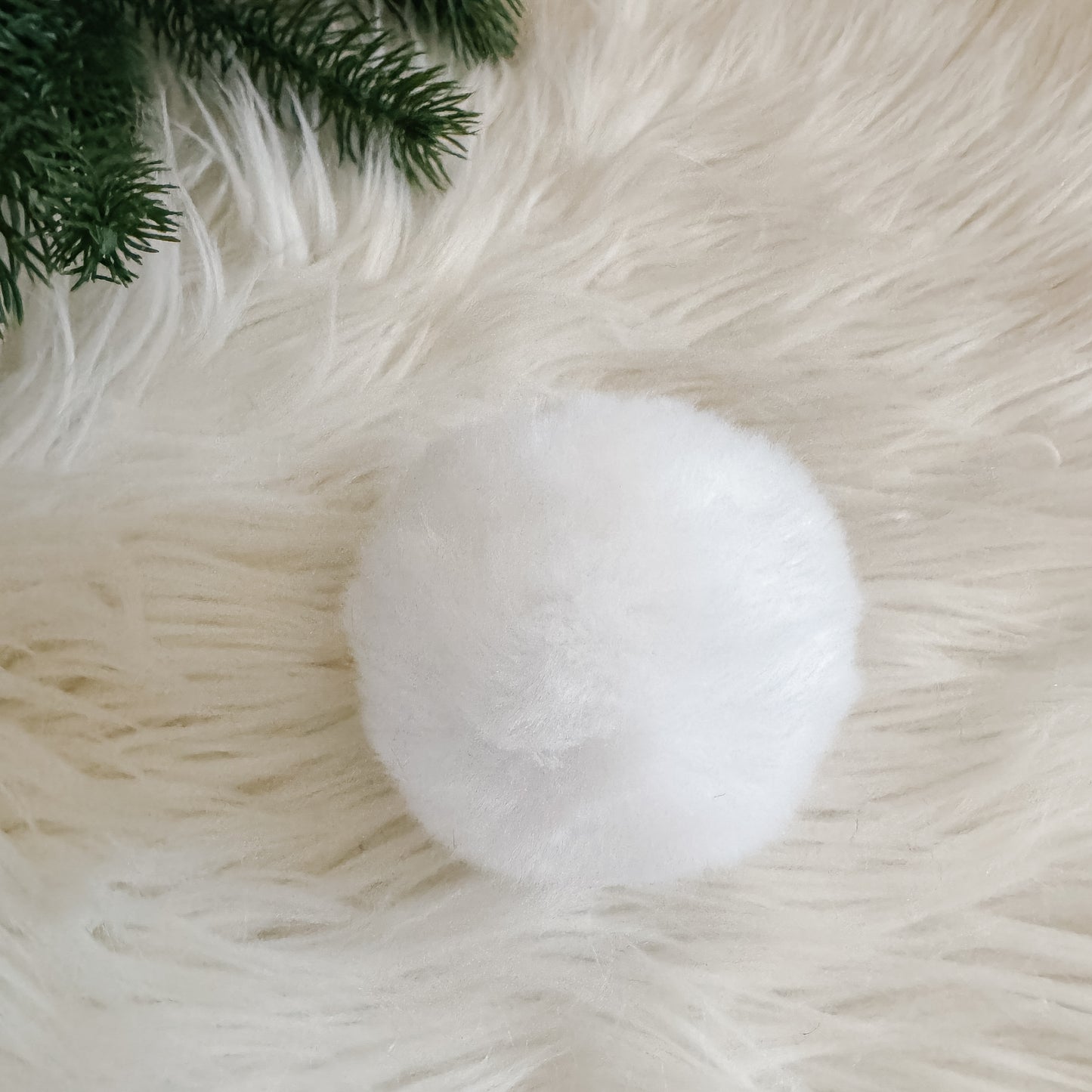 Faux Fur Pompom Keychain | Arctic White