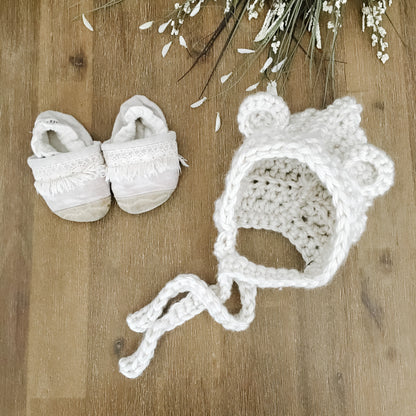 Pixie Bonnet Chunky Crochet Hat | Pick your Colour| Removable Faux Fur Pompom