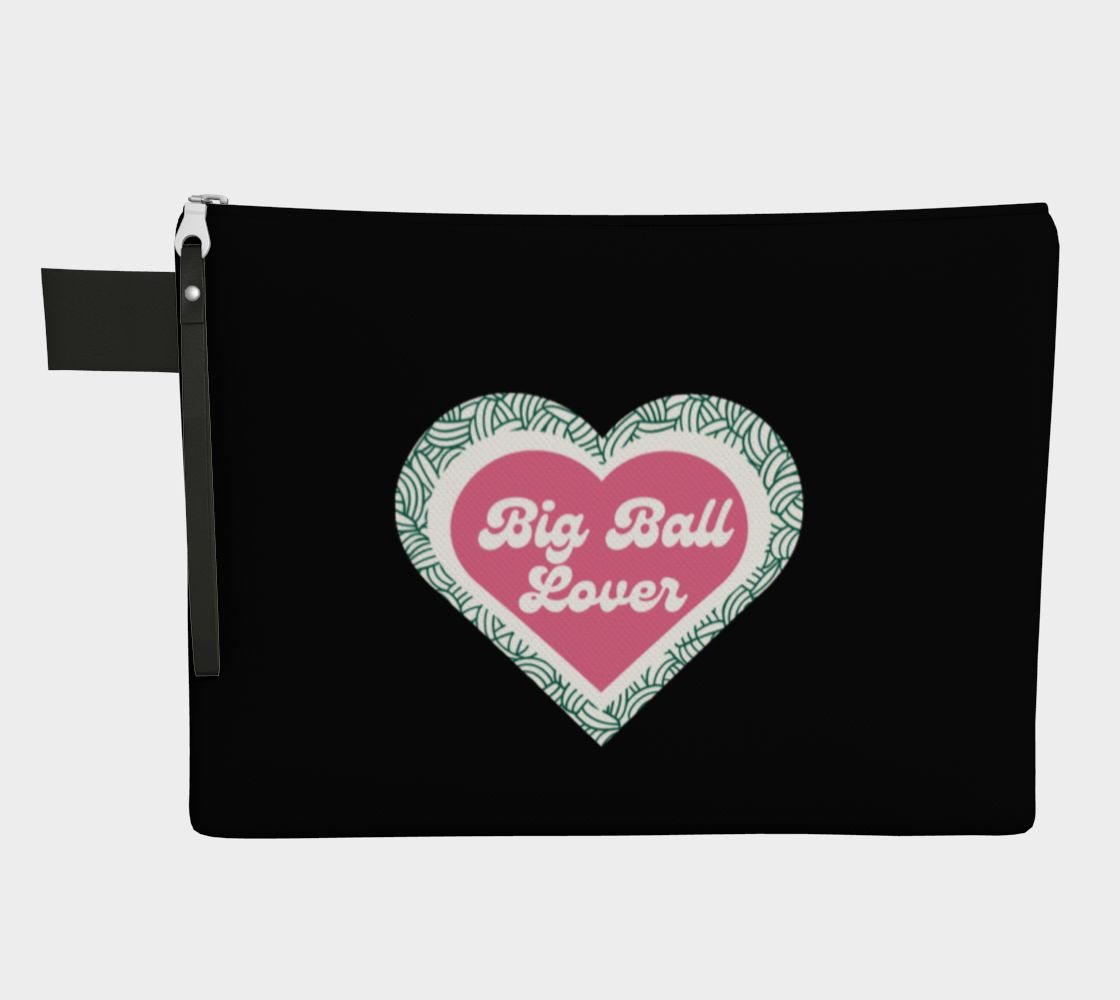 Big Ball Lover, Black or White Carry All Project Pouch, Canvas and Denim Zipper Pull Bag, Crocheter, Knitter, Yarn Collector Case, Organizer
