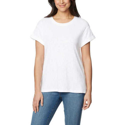 Buffalo Cotton Women’s Slub Knit Jersey T-shirt, | White Crew Neck Women > Tops > Tees - Short Sleeve 15 $ Buttons & Beans Co.