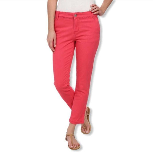 Calvin Klein Women's Power Stretch Skinny Crop Capri Pants | Pink Pants Roll Cuff, Coral Women > Jeans > Ankle & Cropped 18 $ Buttons & Beans Co.