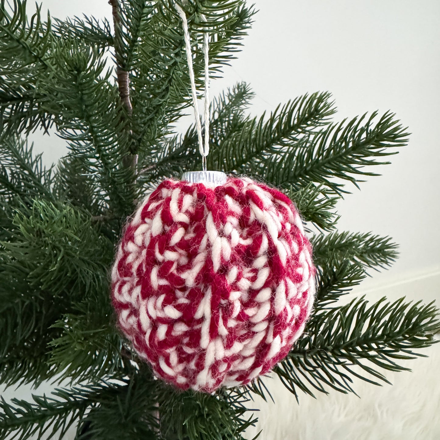 Crochet Bauble Christmas Ornament | Candy Cane