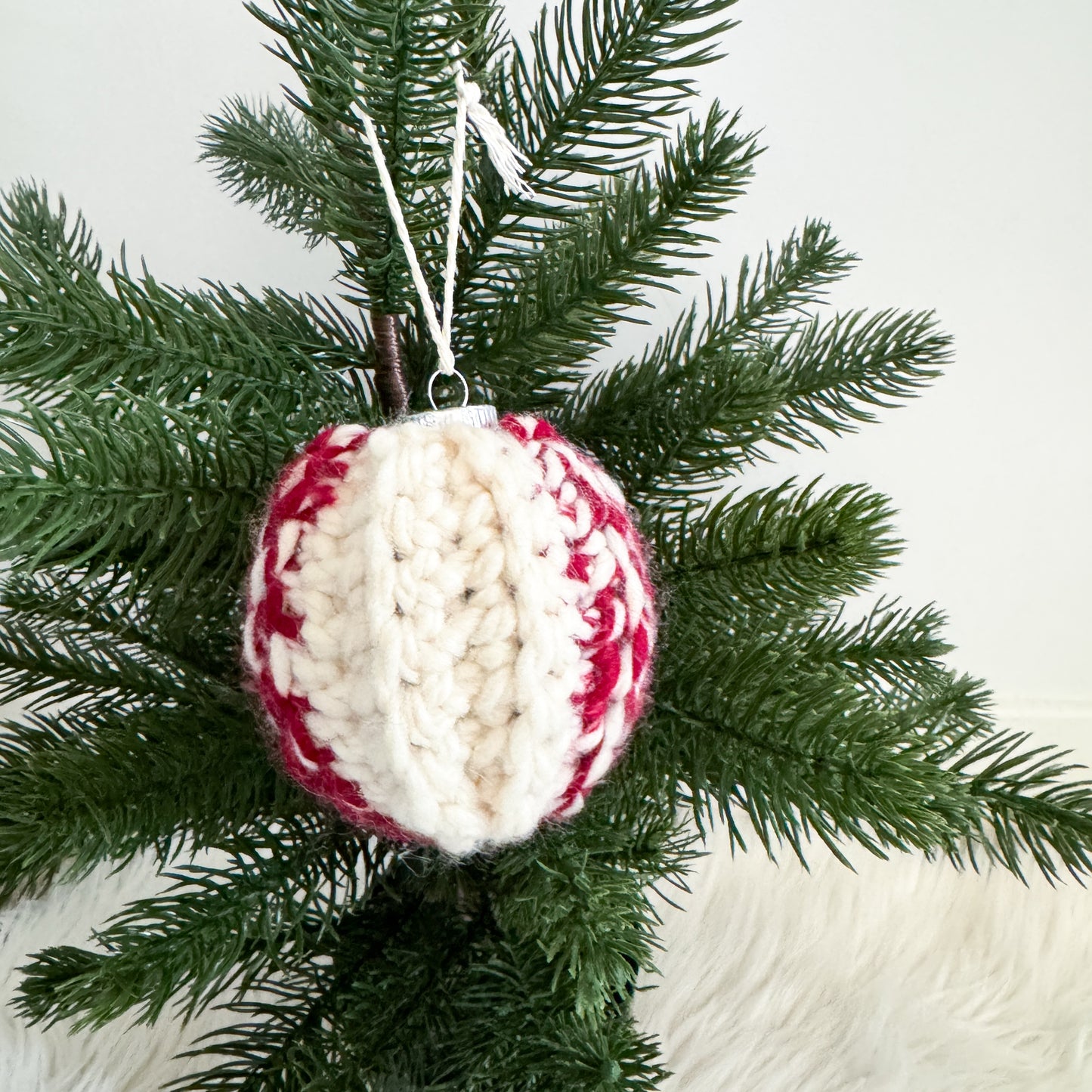 Crochet Bauble Christmas Ornament | Candy Cane