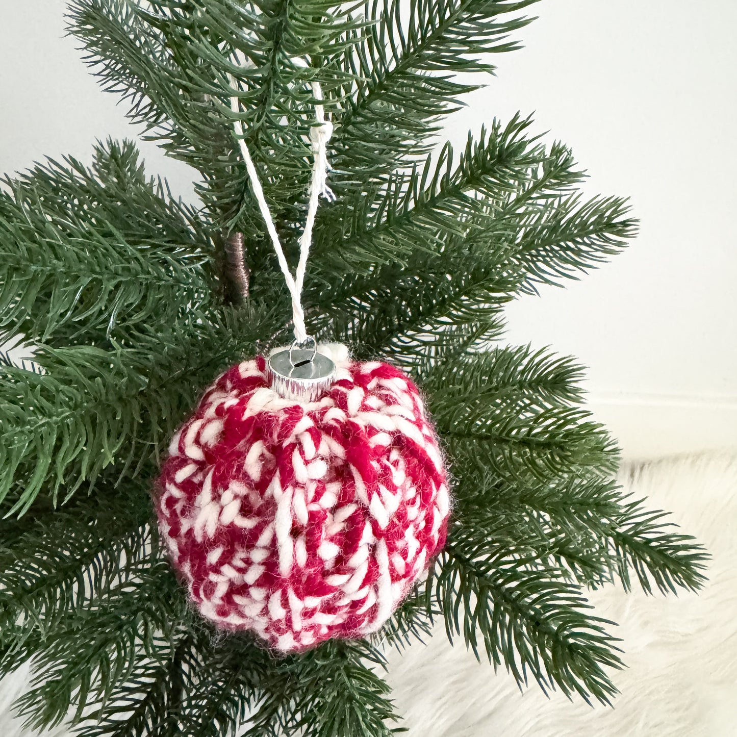 Crochet Bauble Christmas Ornament | Candy Cane