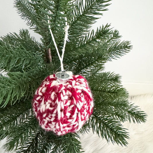 Crochet Bauble Christmas Ornament | Candy Cane