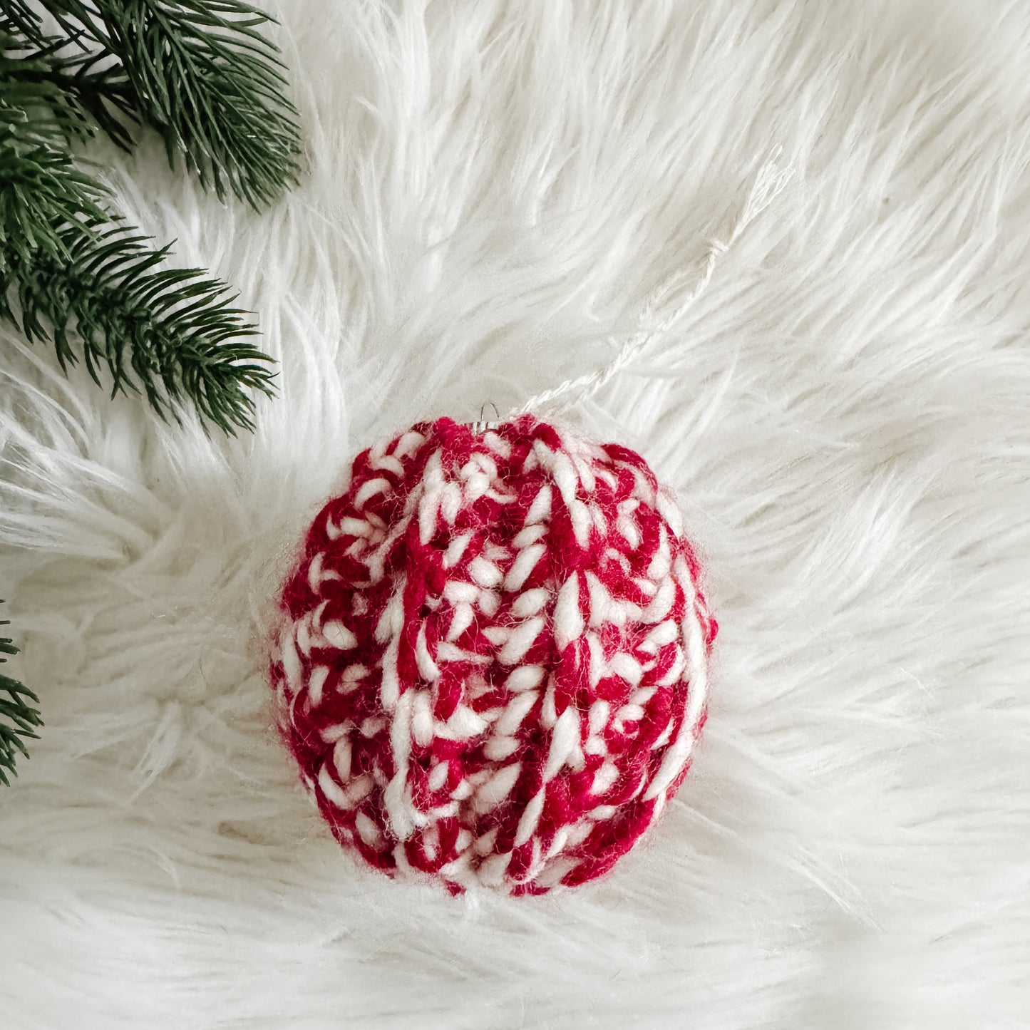Crochet Bauble Christmas Ornament | Candy Cane