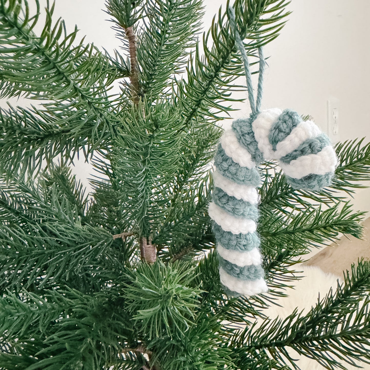Crochet Christmas Ornament | Candy Cane | Green