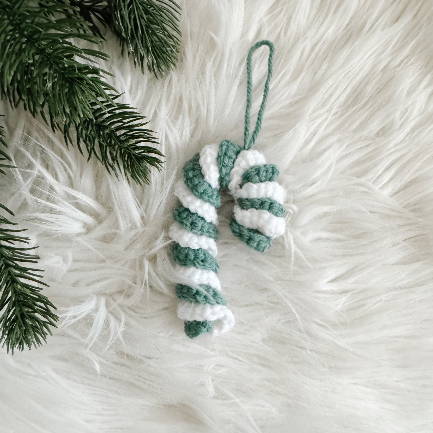 Crochet Christmas Ornament | Candy Cane | Green