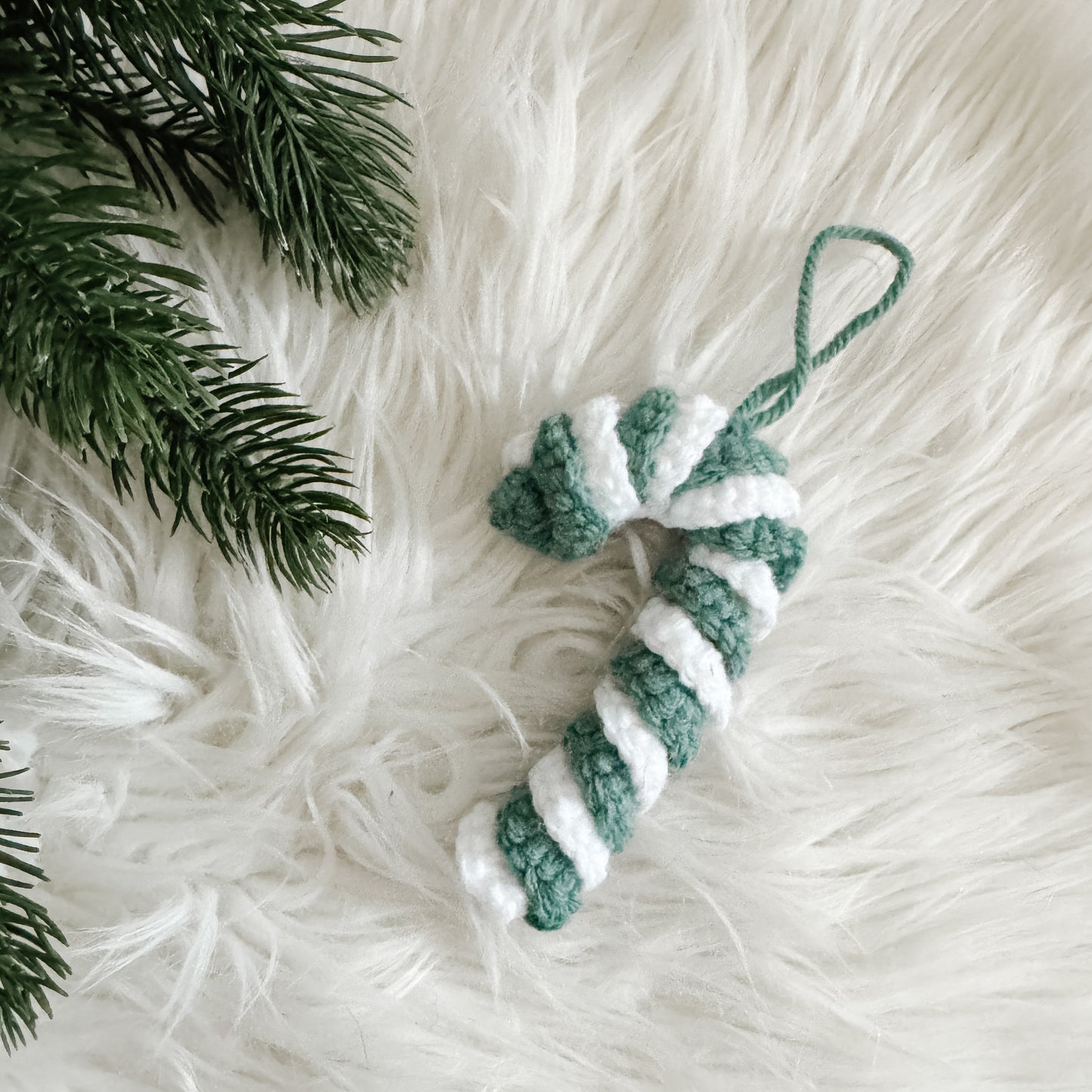 Crochet Christmas Ornament | Candy Cane | Green