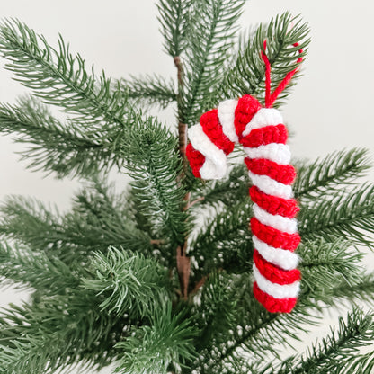 Crochet Christmas Ornament | Candy Cane | Red