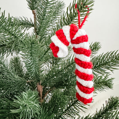 Crochet Christmas Ornament | Candy Cane | Red