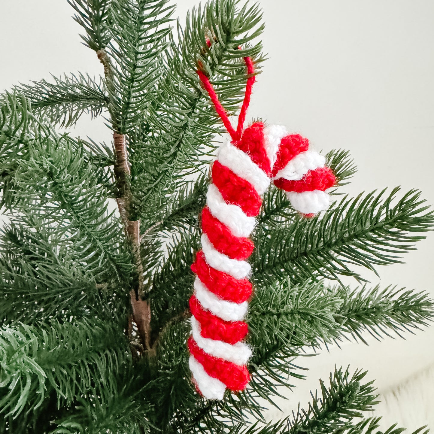 Crochet Christmas Ornament | Candy Cane | Red