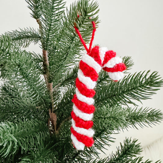 Crochet Christmas Ornament | Candy Cane | Red