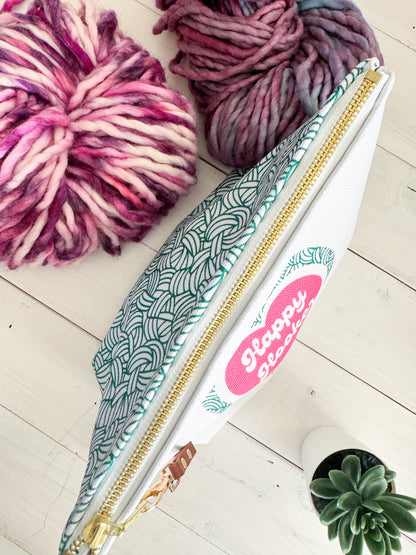 Happy Hooker, Notions Bag, Crochet Hook, Knitting Needles Organizer, Accessories Case, Crocheting Knitting, Fibre Enthusiasts, Crafters, Crocheter and Knitter Humour Gift