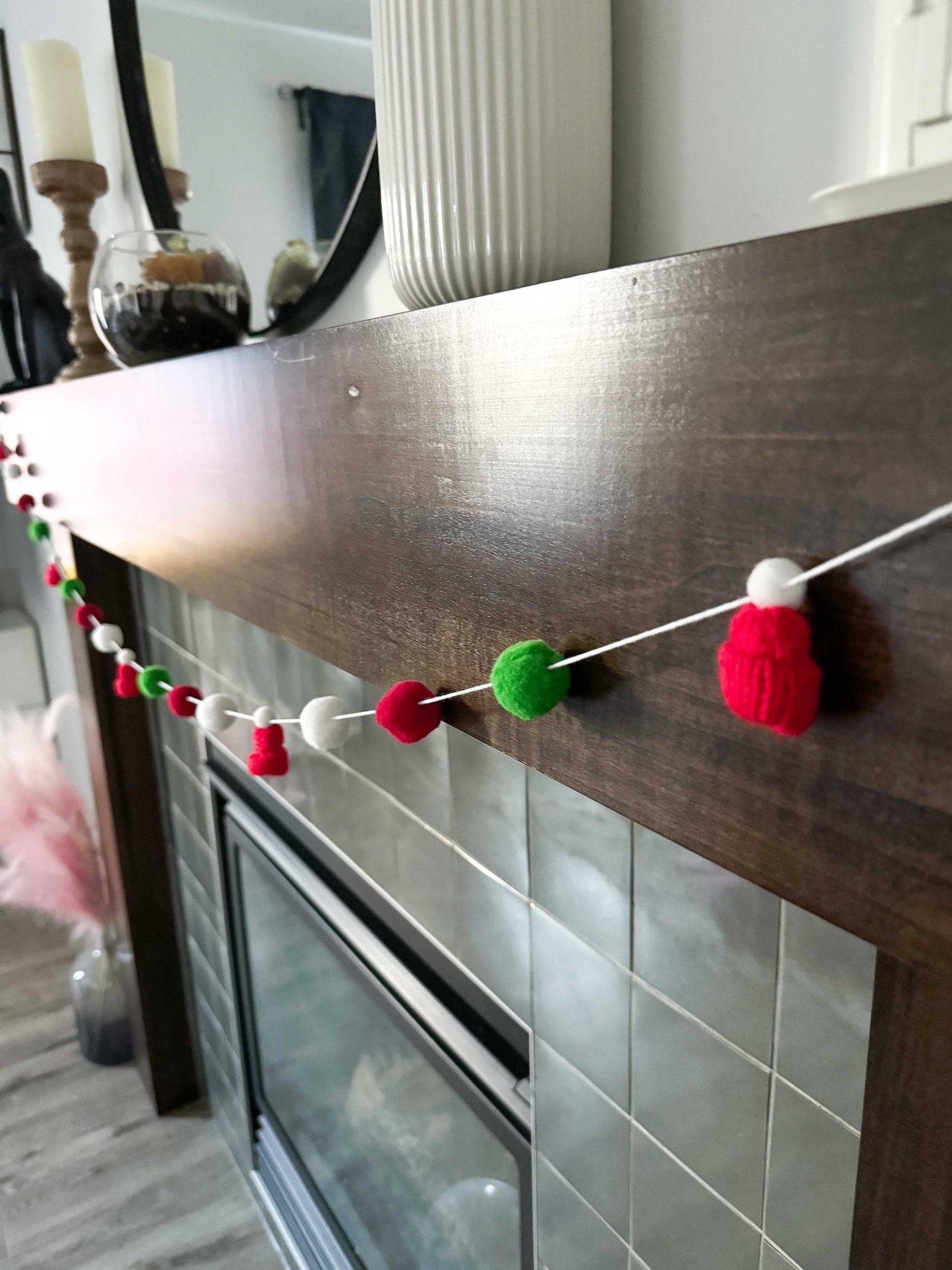 Christmas Mini Knitted Toque Garland Home decor 25 $ Buttons & Beans Co.